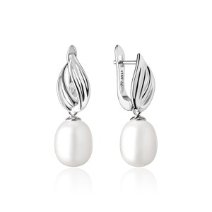 Cercei argint cu perle naturale albe si tortite DiAmanti SK21218EL_W-G (Argint 925‰ 2,9 g.)